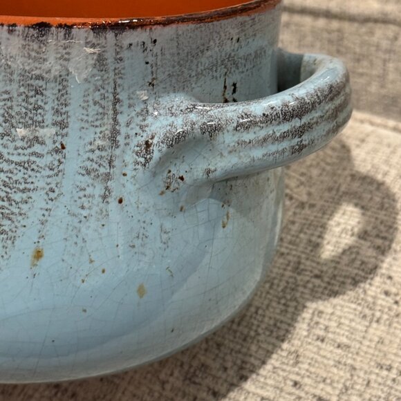 DE SILVA Double Handled Soup Bowl - Blue Terracotta Pottery Crocks 1970s Italy - Picture 12 of 16
